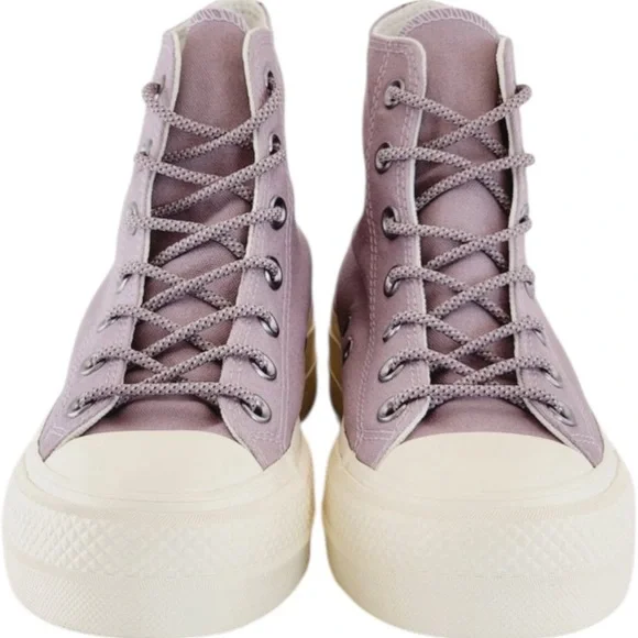 Converse Allstar CTAS Hi Lift Lucid Lilac Canvas Platform Sneakers - Picture 3 of 7